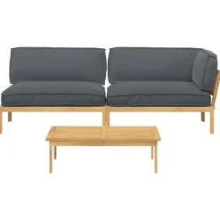 vidaXL Juego de Sofá con cojín 3 pcs Antracita Madera de Acacia Sólida Discount