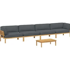 vidaXL Conjuntos De Muebles-Juego de Sofá con cojín 5 pcs Antracita Madera de Acacia Sólida