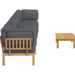 vidaXL Conjuntos De Muebles-Juego de Sofá con cojín 5 pcs Antracita Madera de Acacia Sólida