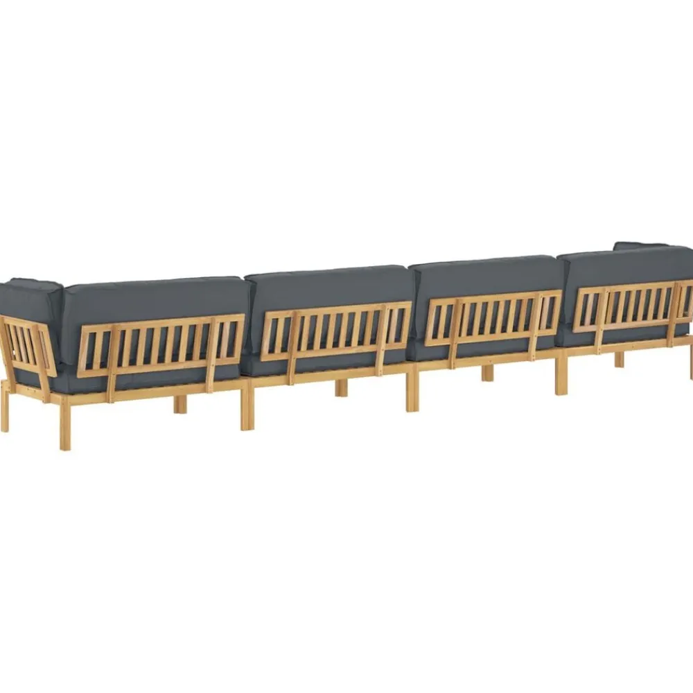 vidaXL Conjuntos De Muebles-Juego de Sofá con cojín 5 pcs Antracita Madera de Acacia Sólida