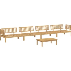 vidaXL Conjuntos De Muebles-Juego de Sofá con cojín 5 pcs Antracita Madera de Acacia Sólida
