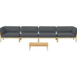 vidaXL Conjuntos De Muebles-Juego de Sofá con cojín 5 pcs Antracita Madera de Acacia Sólida