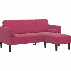 vidaXL Juego de Sofá con cojín Rojo vino Poliéster Rojo vino tinto Best