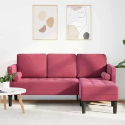 vidaXL Juego de Sofá con cojín Rojo vino Poliéster Rojo vino tinto Best
