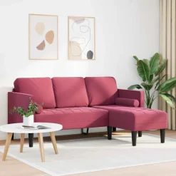 vidaXL Juego de Sofá con cojín Rojo vino Poliéster Rojo vino tinto Best