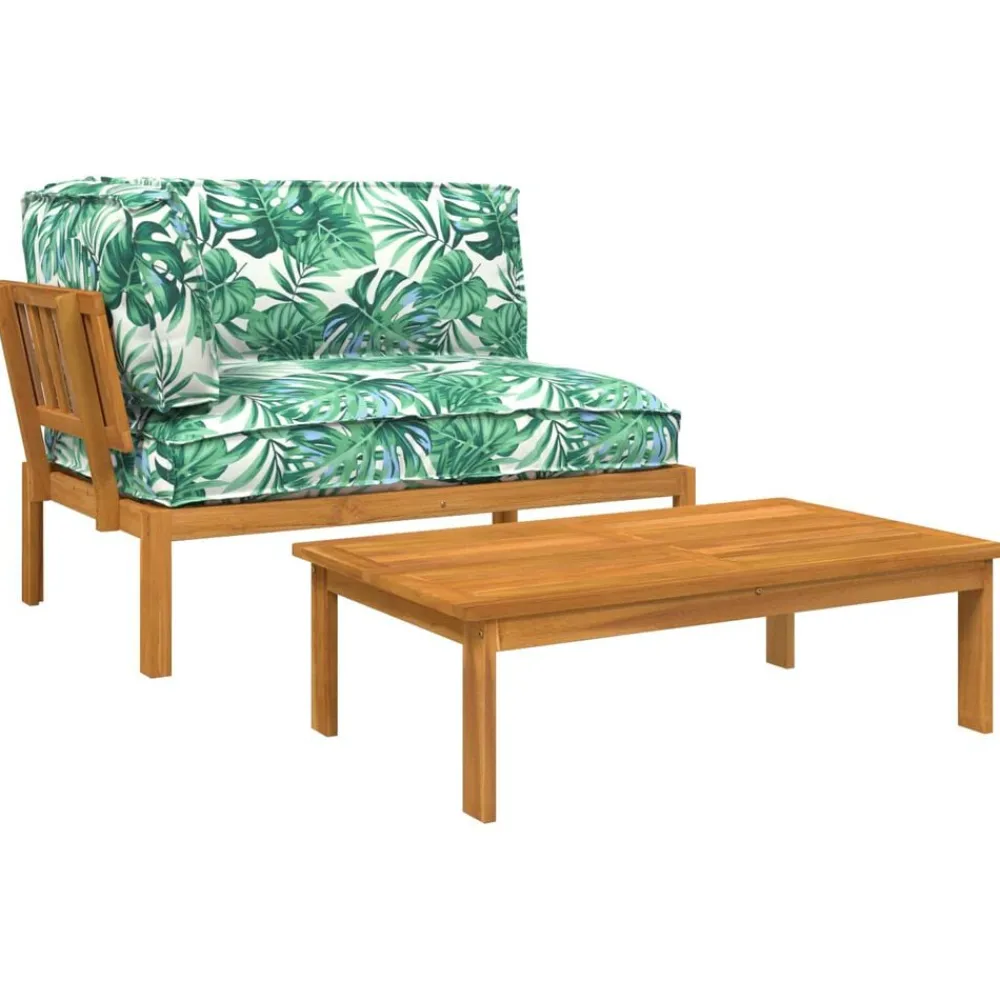vidaXL Conjuntos De Muebles-Juego de Sofá Hoja 2 pcs Patrón de hoja Madera de Acacia Sólida