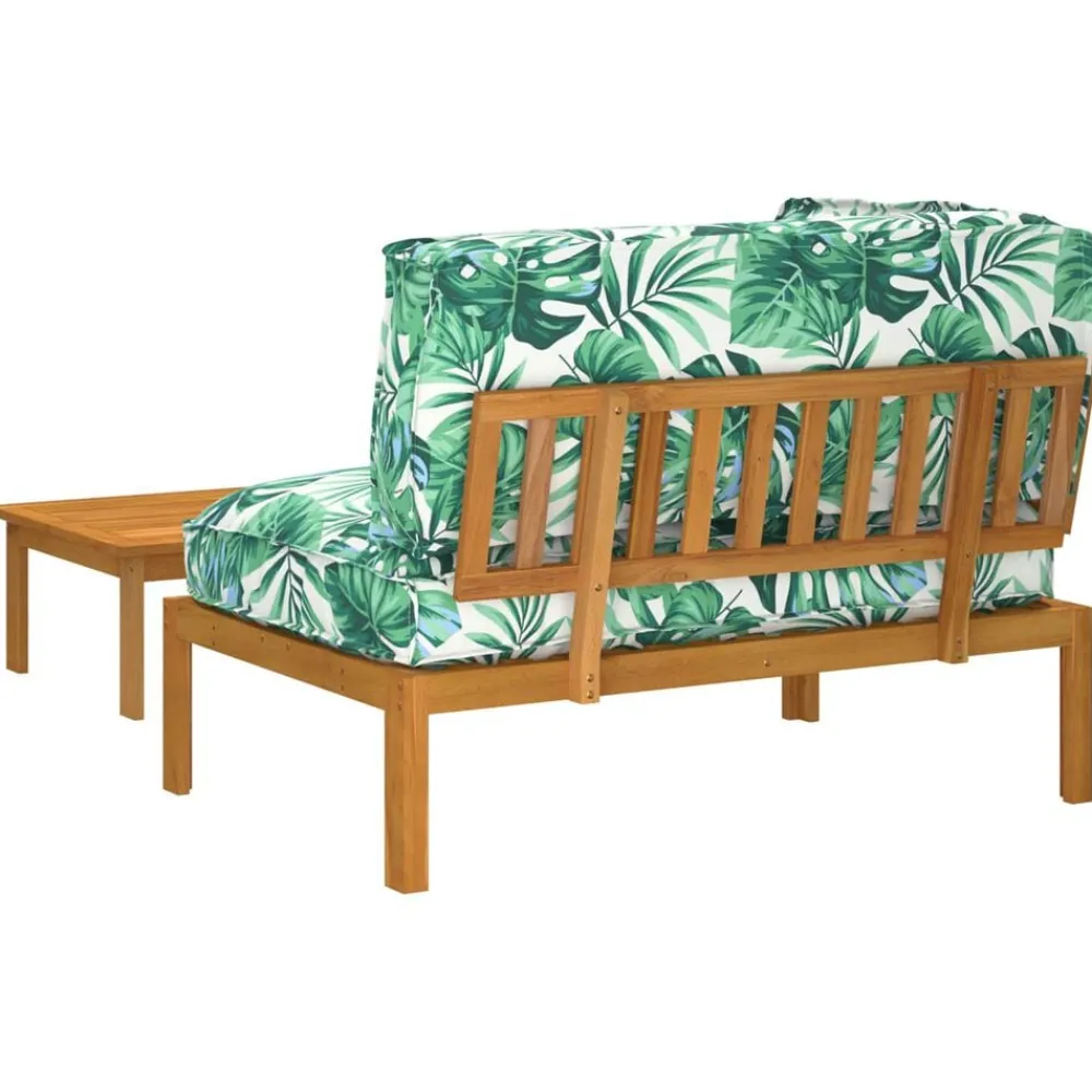 vidaXL Conjuntos De Muebles-Juego de Sofá Hoja 2 pcs Patrón de hoja Madera de Acacia Sólida