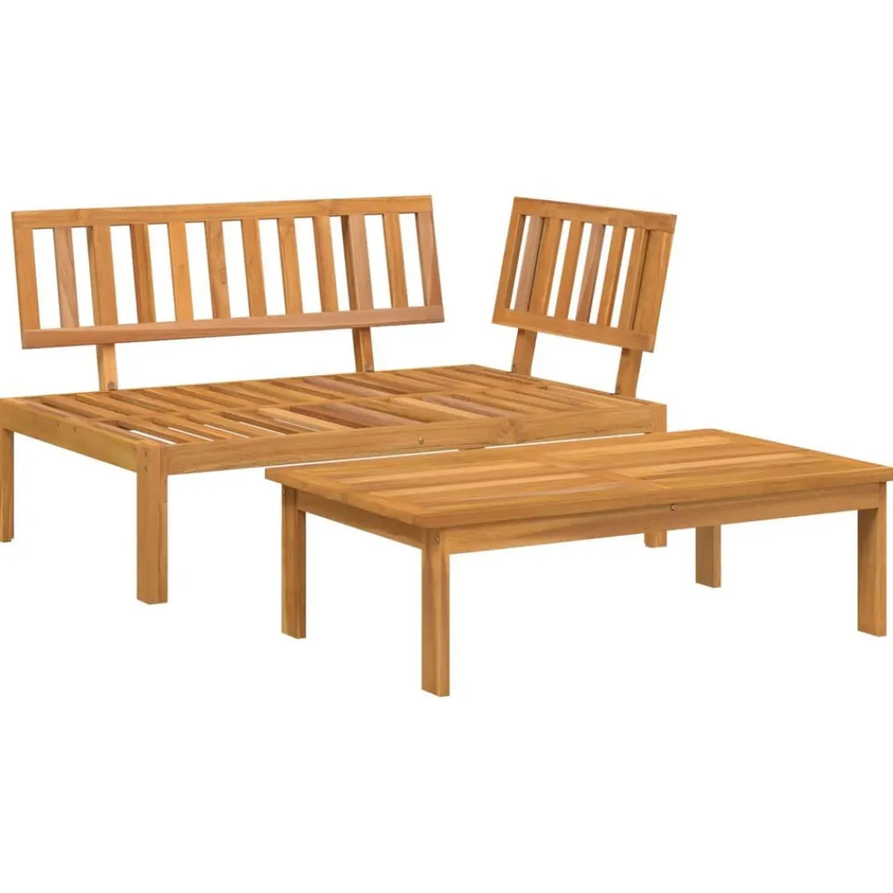 vidaXL Conjuntos De Muebles-Juego de Sofá Hoja 2 pcs Patrón de hoja Madera de Acacia Sólida