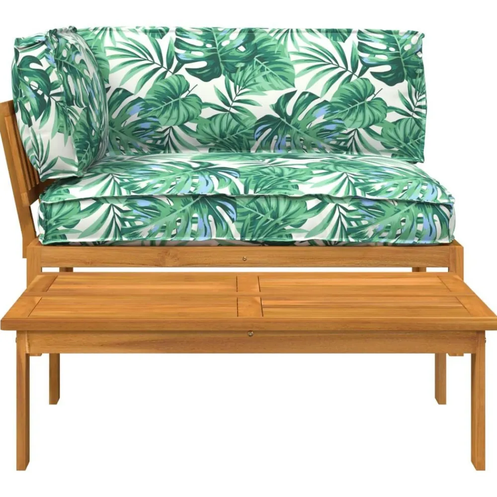 vidaXL Conjuntos De Muebles-Juego de Sofá Hoja 2 pcs Patrón de hoja Madera de Acacia Sólida