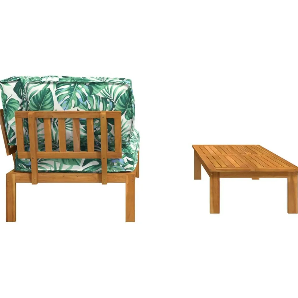 vidaXL Conjuntos De Muebles-Juego de Sofá Hoja 2 pcs Patrón de hoja Madera de Acacia Sólida