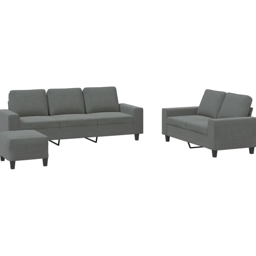 vidaXL Juego de sofás 3 piezas tela Gris oscuro New