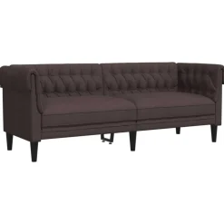 vidaXL Juego de sofás 2 piezas tela marrón oscuro Marrón oscuro Sale