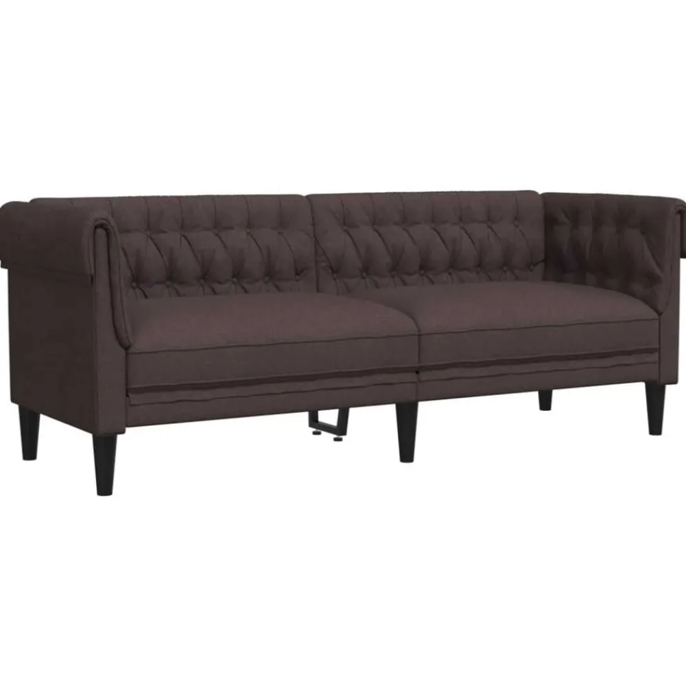 vidaXL Juego de sofás 2 piezas tela marrón oscuro Marrón oscuro Sale