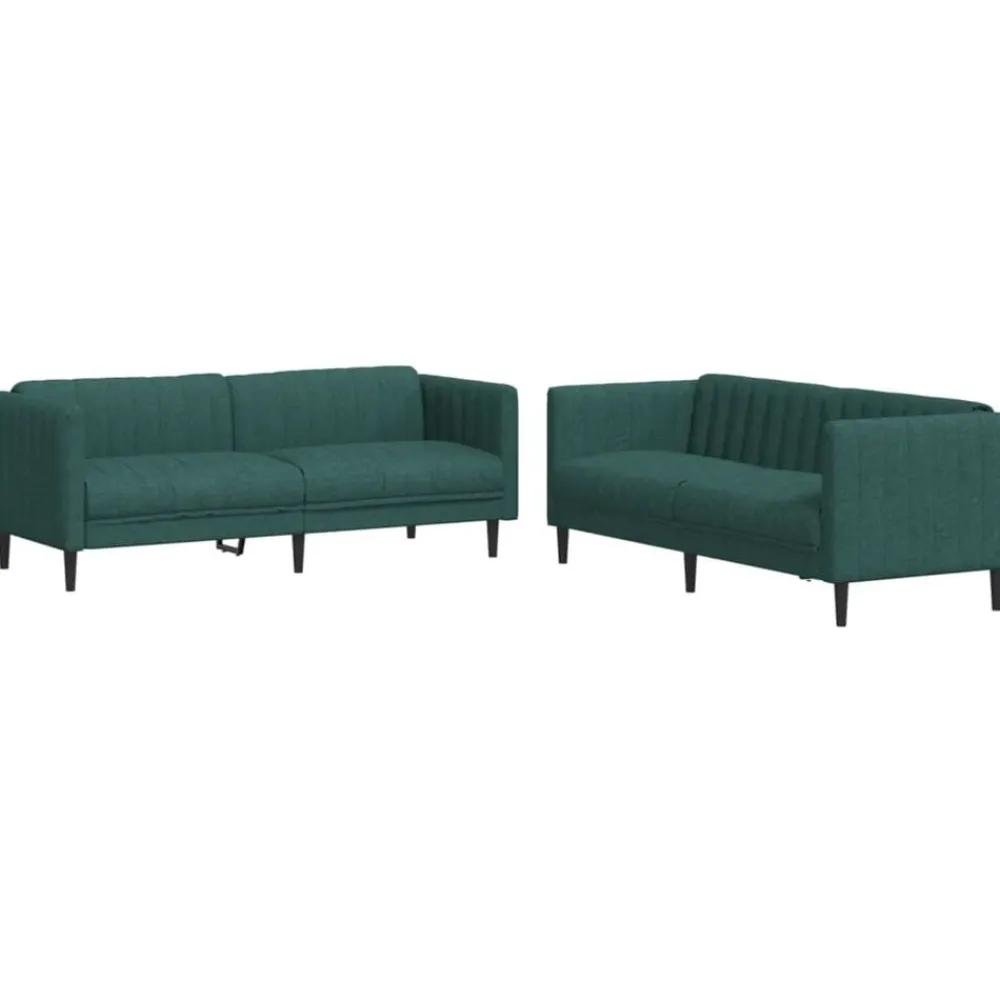 vidaXL Juego de sofás 2 piezas tela Verde oscuro Discount