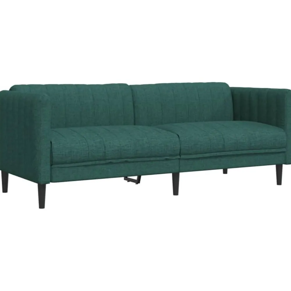 vidaXL Juego de sofás 2 piezas tela Verde oscuro Discount