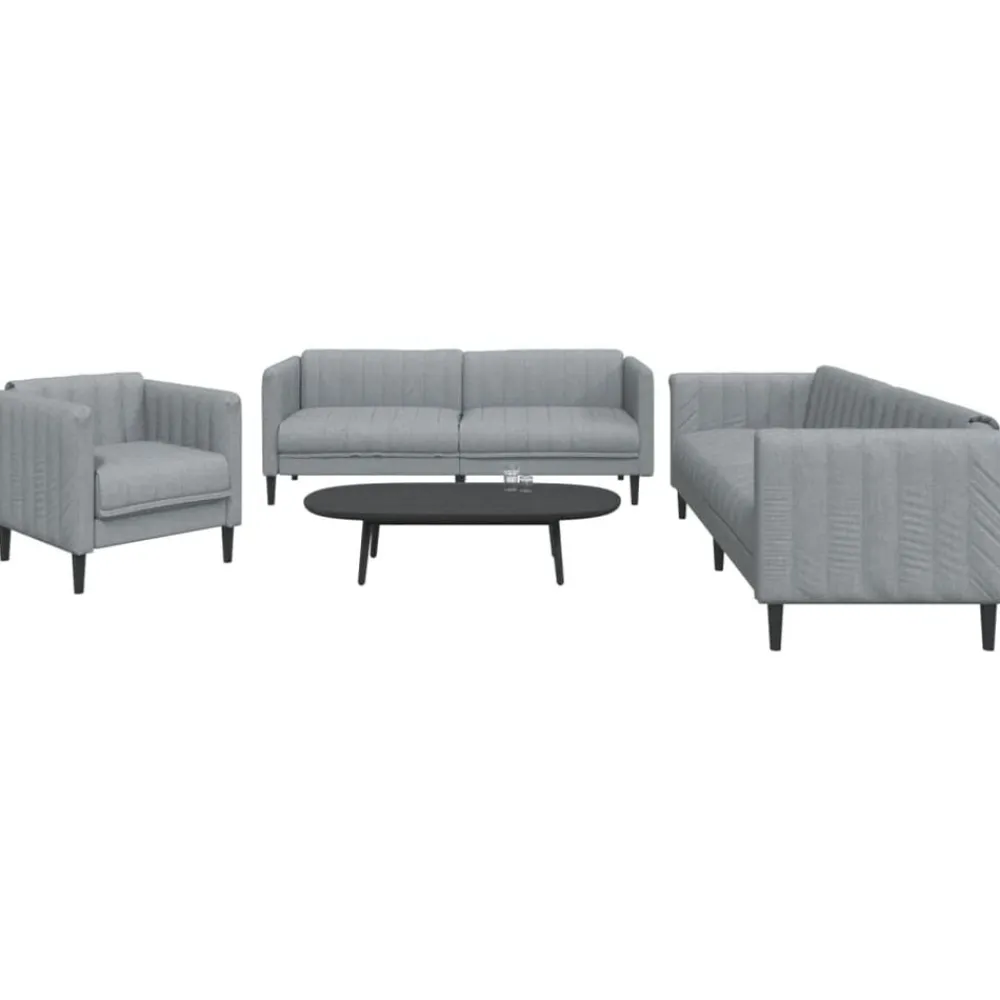 vidaXL Juego de sofás 3 piezas tela Gris claro Clearance