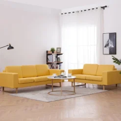 vidaXL Juego de sofás 2 piezas de tela Amarillo New