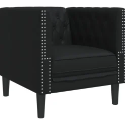 vidaXL Juego de sofás Chesterfield 3 piezas cuero sintético Negro Sale