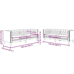 vidaXL Juego de sofás Chesterfield 2 piezas cuero sintético Crema Best