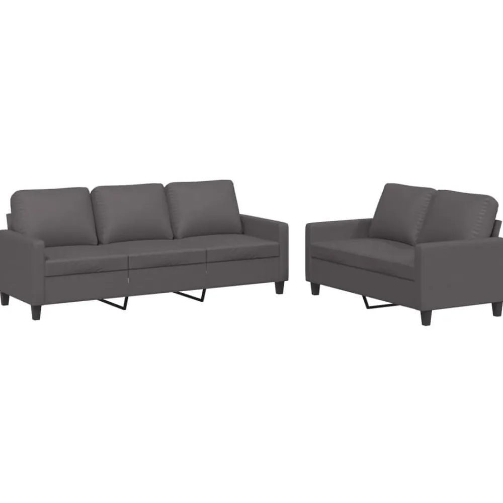 vidaXL Juego de sofás con cojines 2 piezas cuero sintético Gris