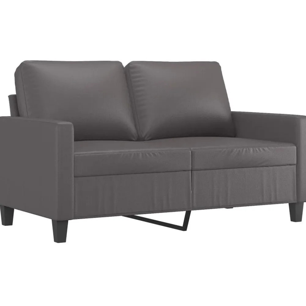 vidaXL Juego de sofás con cojines 2 piezas cuero sintético Gris