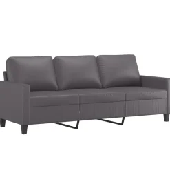 vidaXL Juego de sofás con cojines 2 piezas cuero sintético Gris