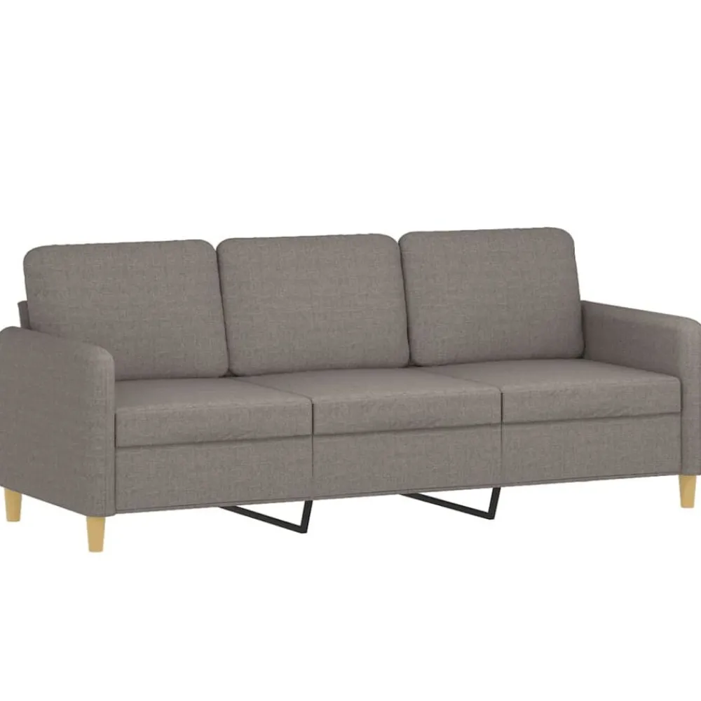 vidaXL Juego de sofás con cojines 3 piezas tela gris taupe Taupé Discount