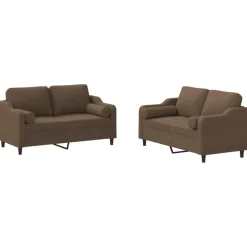 vidaXL Juego de sofás con cojines 2 piezas tela marrón Marrón Clearance