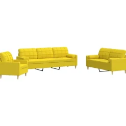 vidaXL Juego de sofás con cojines 3 piezas tela Amarillo claro Hot