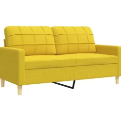 vidaXL Juego de sofás con cojines 3 piezas tela Amarillo claro Hot