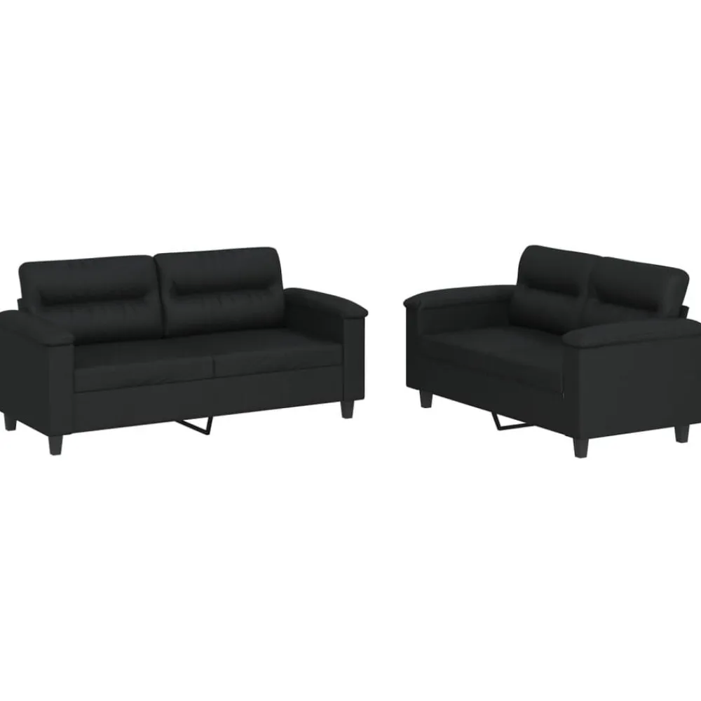 vidaXL Juego de sofás con cojines 2 piezas cuero sintético Negro Outlet