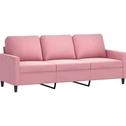 vidaXL Juego de sofás con cojines 3 piezas terciopelo Rosa Hot