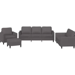 vidaXL Juego de sofás con cojines 4 piezas cuero sintético Gris New