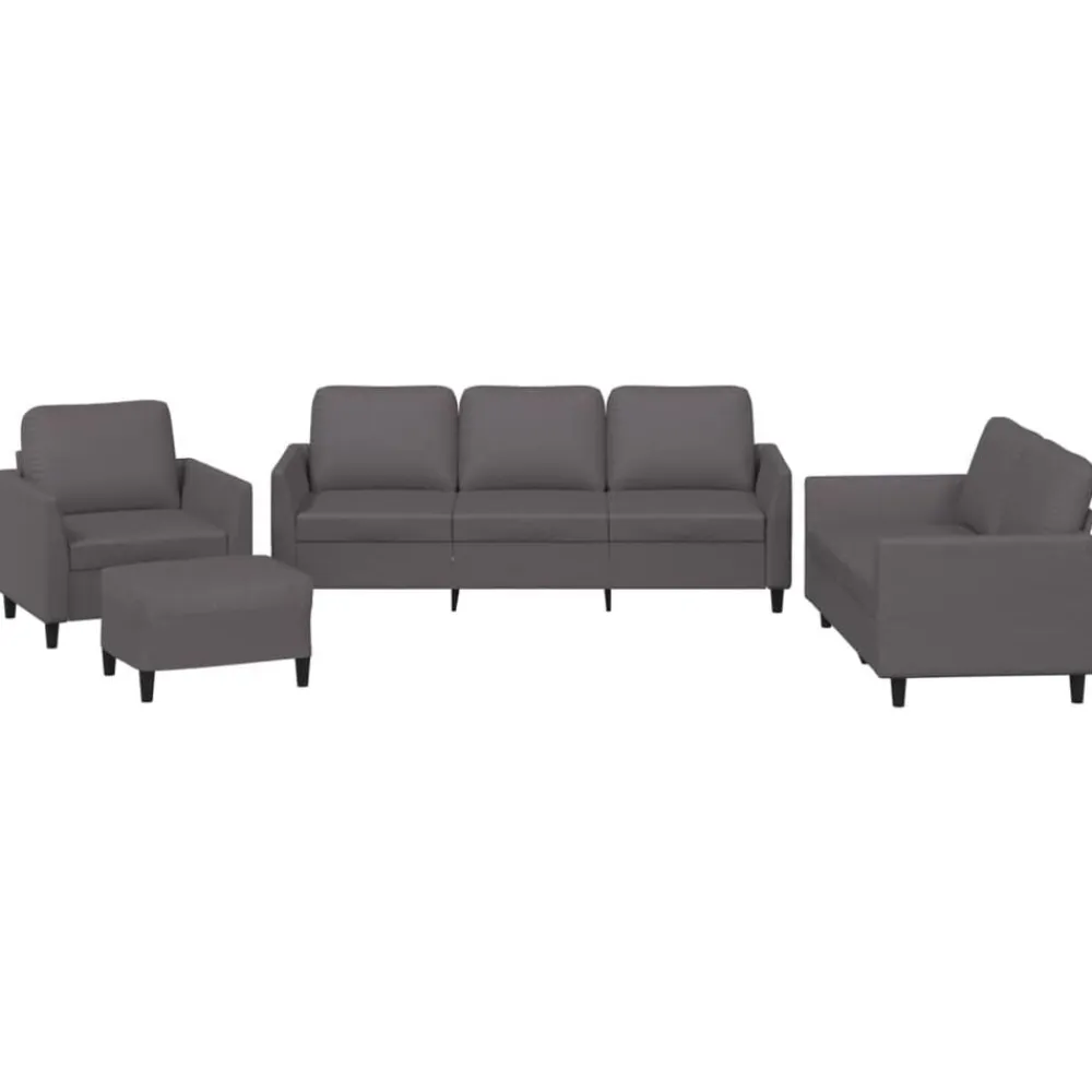 vidaXL Juego de sofás con cojines 4 piezas cuero sintético Gris New