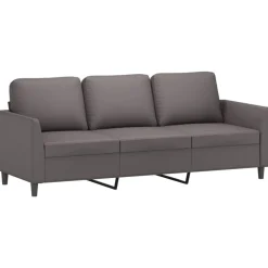 vidaXL Juego de sofás con cojines 4 piezas cuero sintético Gris New