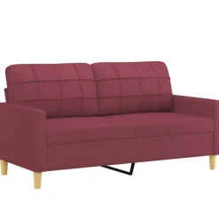 vidaXL Juego de sofás con cojines 3 piezas tela rojo tinto Rojo vino tinto Hot