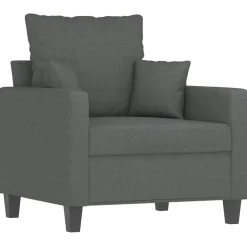 vidaXL Juego de sofás con cojines 4 piezas tela Gris oscuro New