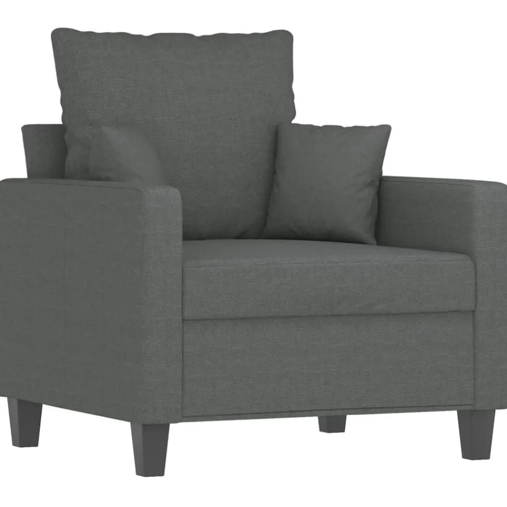 vidaXL Juego de sofás con cojines 4 piezas tela Gris oscuro New