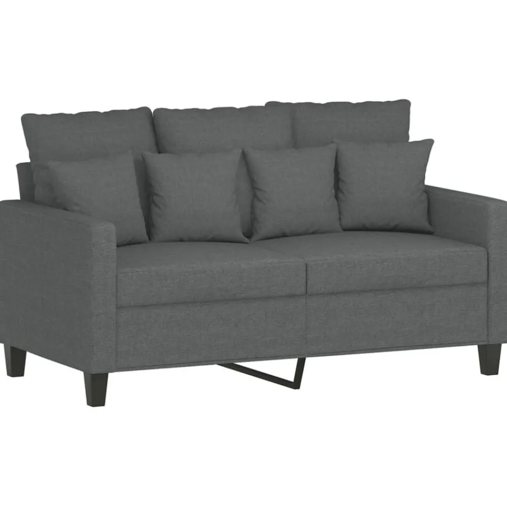 vidaXL Juego de sofás con cojines 4 piezas tela Gris oscuro New