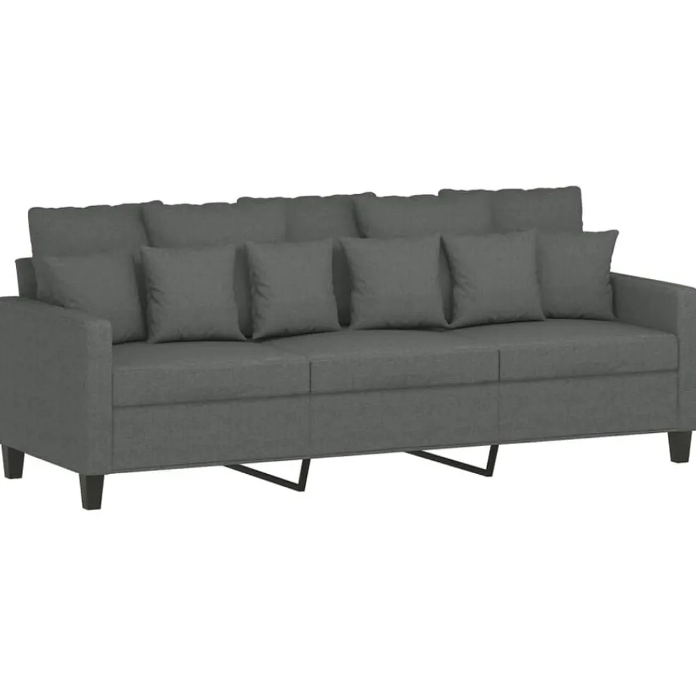 vidaXL Juego de sofás con cojines 4 piezas tela Gris oscuro New