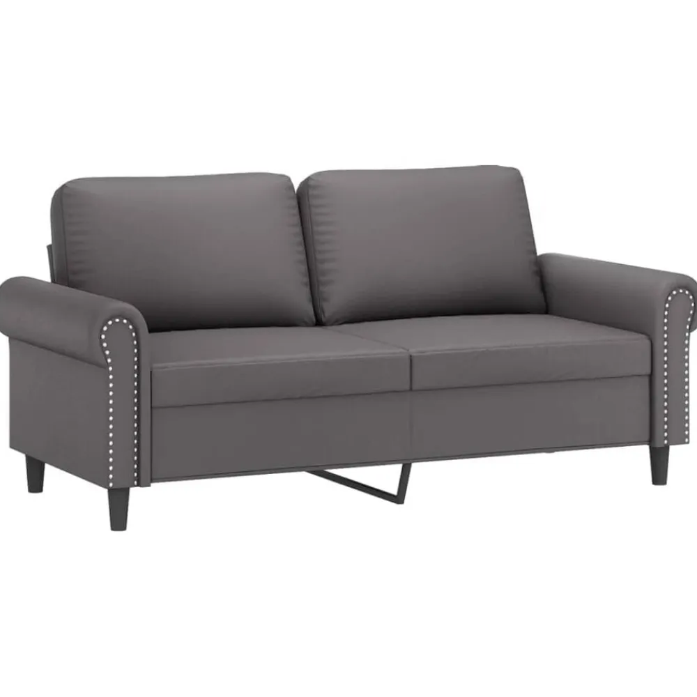 vidaXL Juego de sofás con cojines 2 piezas cuero sintético Gris