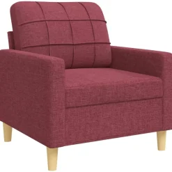 vidaXL Juego de sofás con cojines 3 piezas tela rojo tinto Rojo vino tinto Best