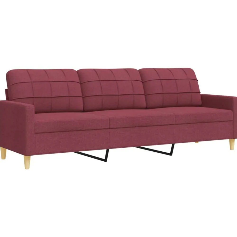 vidaXL Juego de sofás con cojines 3 piezas tela rojo tinto Rojo vino tinto Best