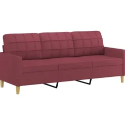 vidaXL Sofás-Juego de sofás con cojines 4 piezas tela rojo tinto