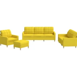 vidaXL Juego de sofás con cojines 4 piezas tela Amarillo claro