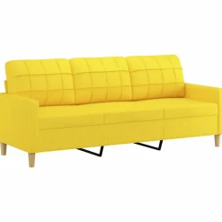 vidaXL Juego de sofás con cojines 4 piezas tela Amarillo claro