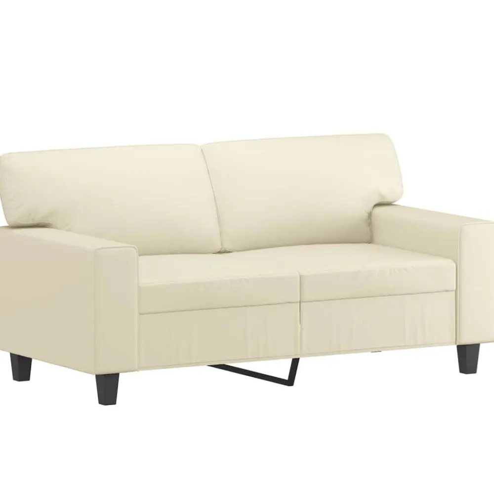 vidaXL Juego de sofás con cojines 2 piezas cuero sintético color Crema Hot