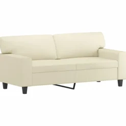 vidaXL Juego de sofás con cojines 2 piezas cuero sintético color Crema Hot