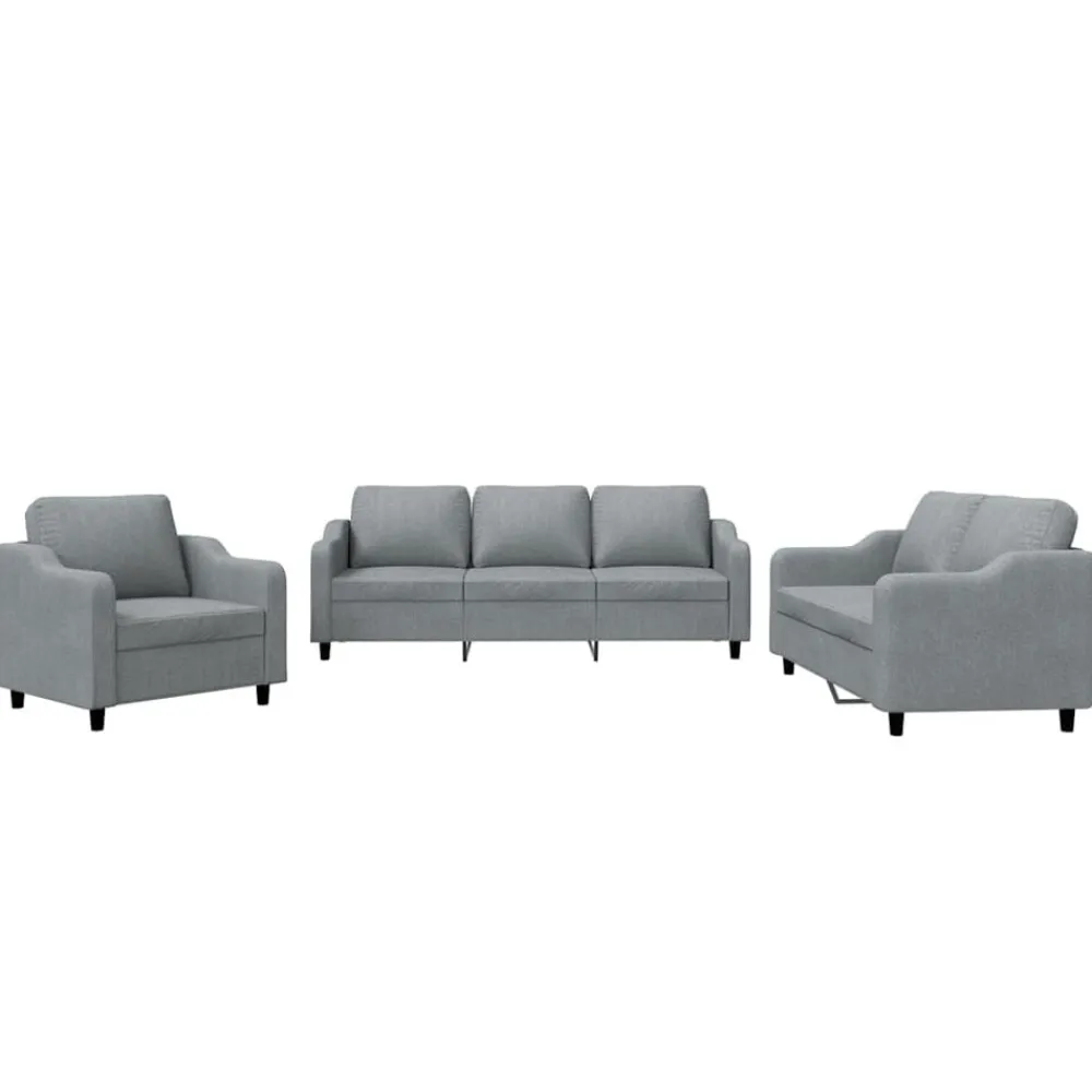 vidaXL Juego de sofás con cojines 3 piezas tela Gris claro Online