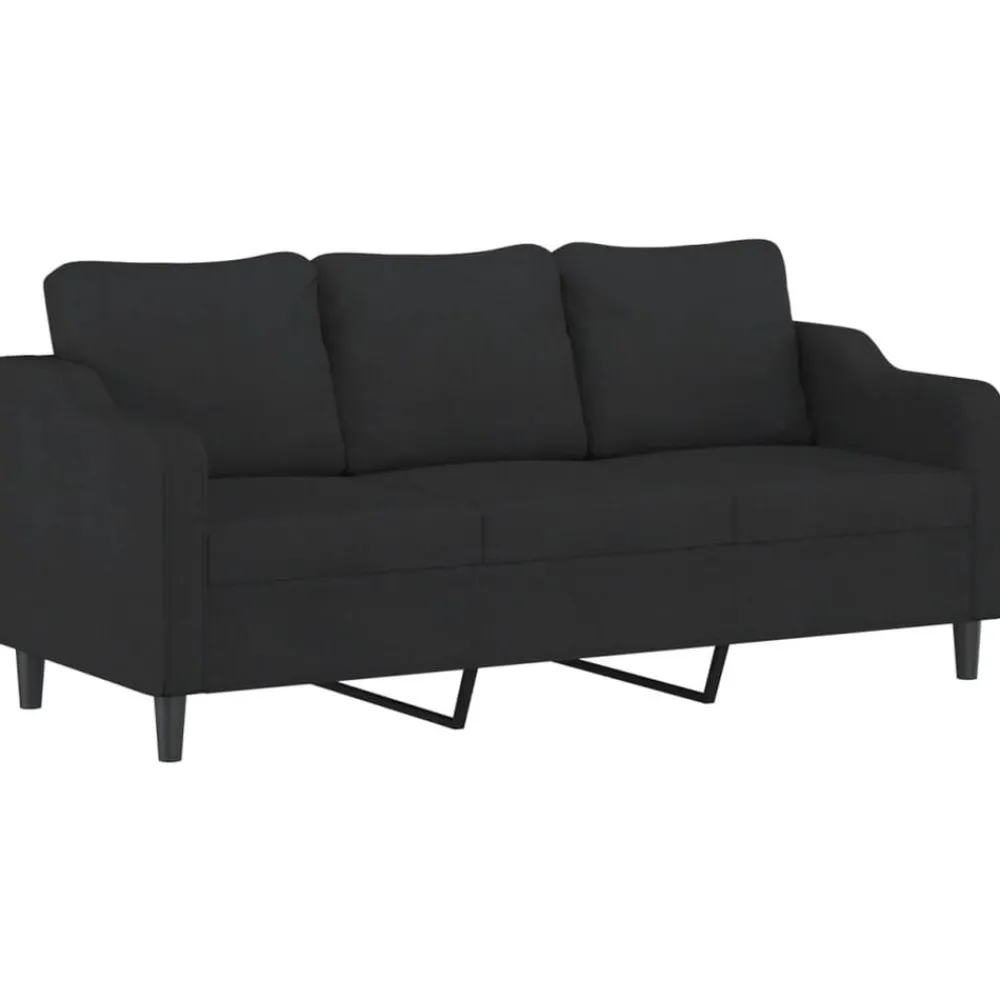 vidaXL Juego de sofás con cojines 3 piezas tela Negro